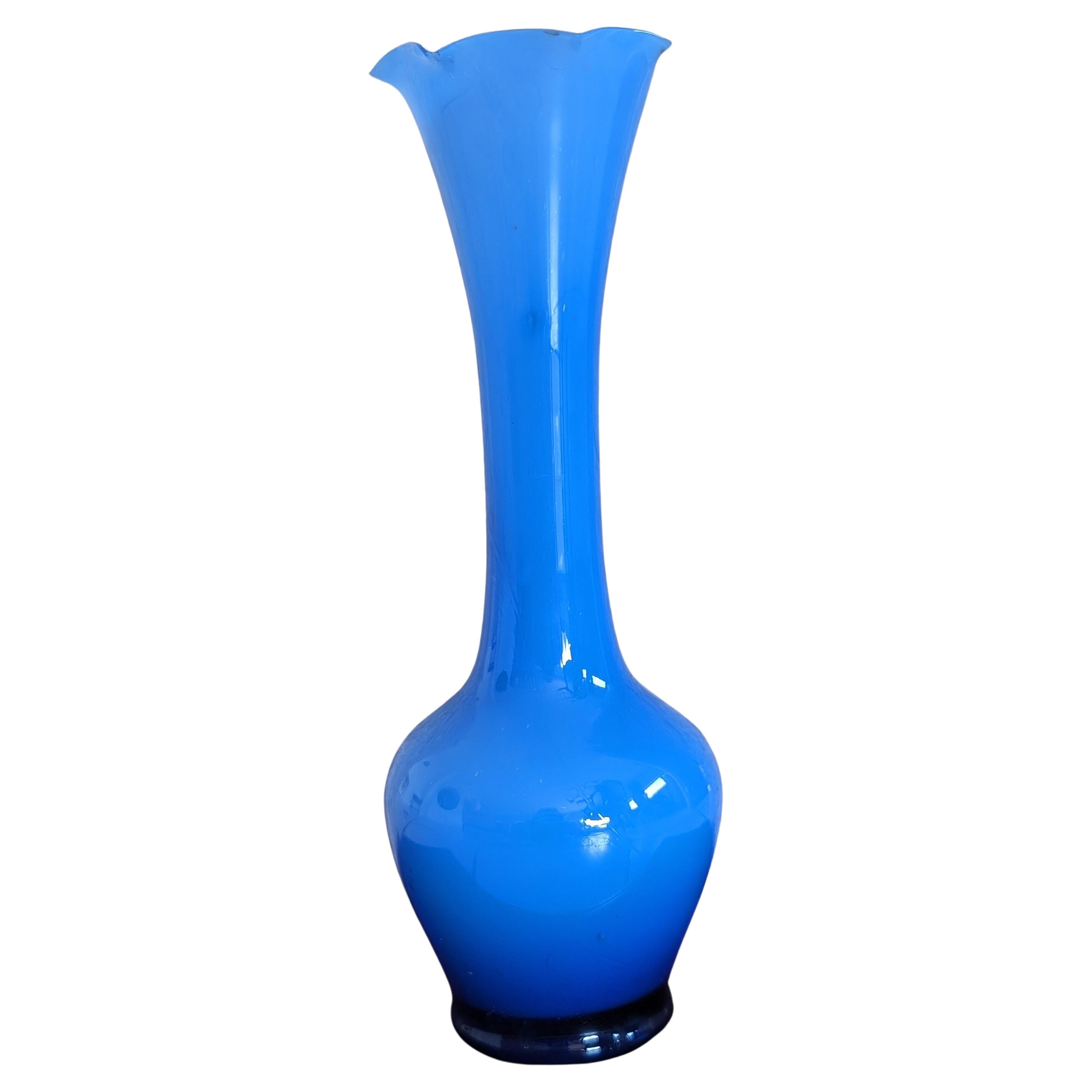 Antique Dark Blue Mid-20th Opaline Vase
