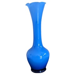 Antique Dark Blue Mid-20th Opaline Vase