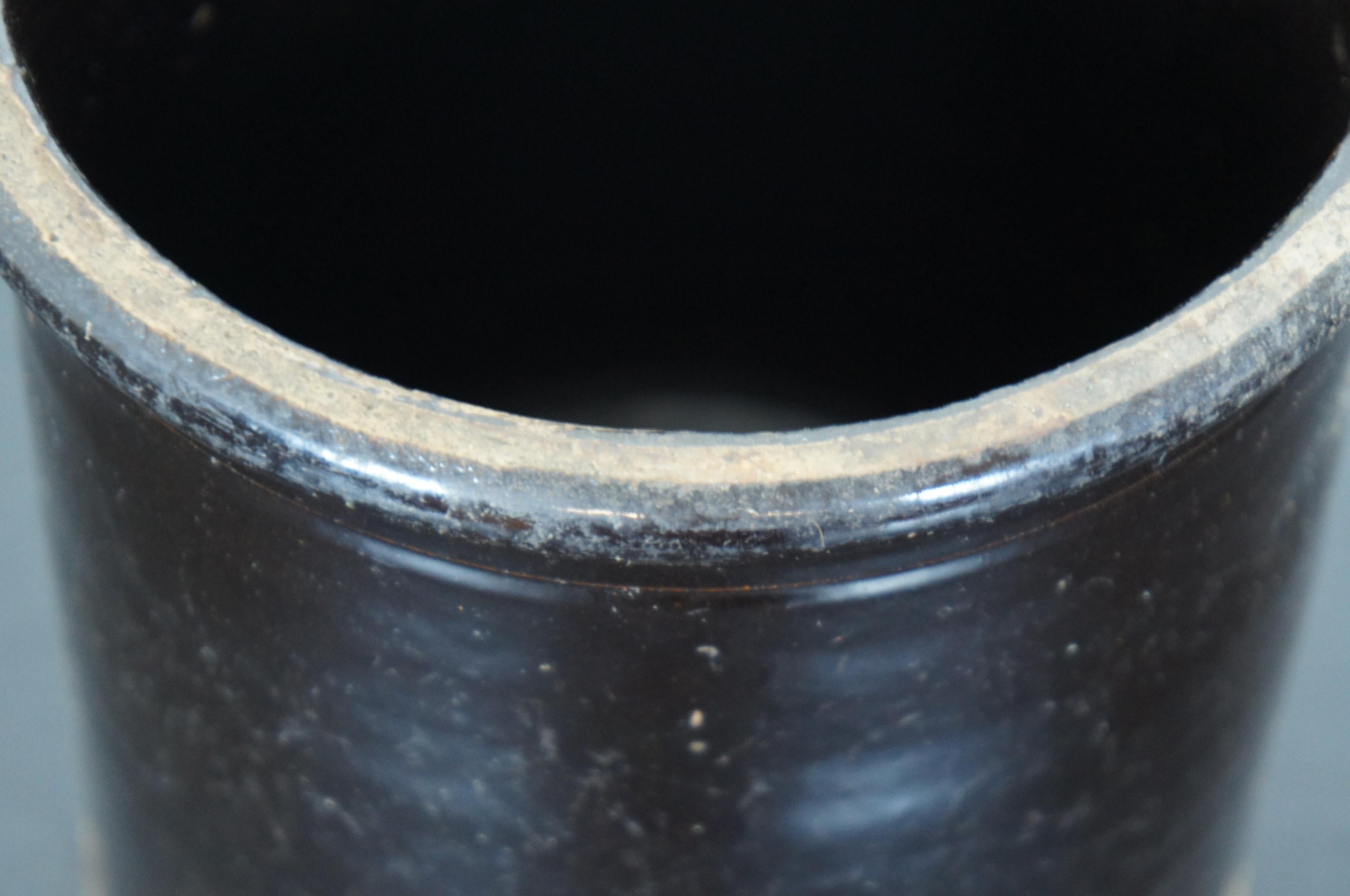 Antique Dark Brown Glaze Stoneware Crock Pot Pickling Canning Jar Planter 4
