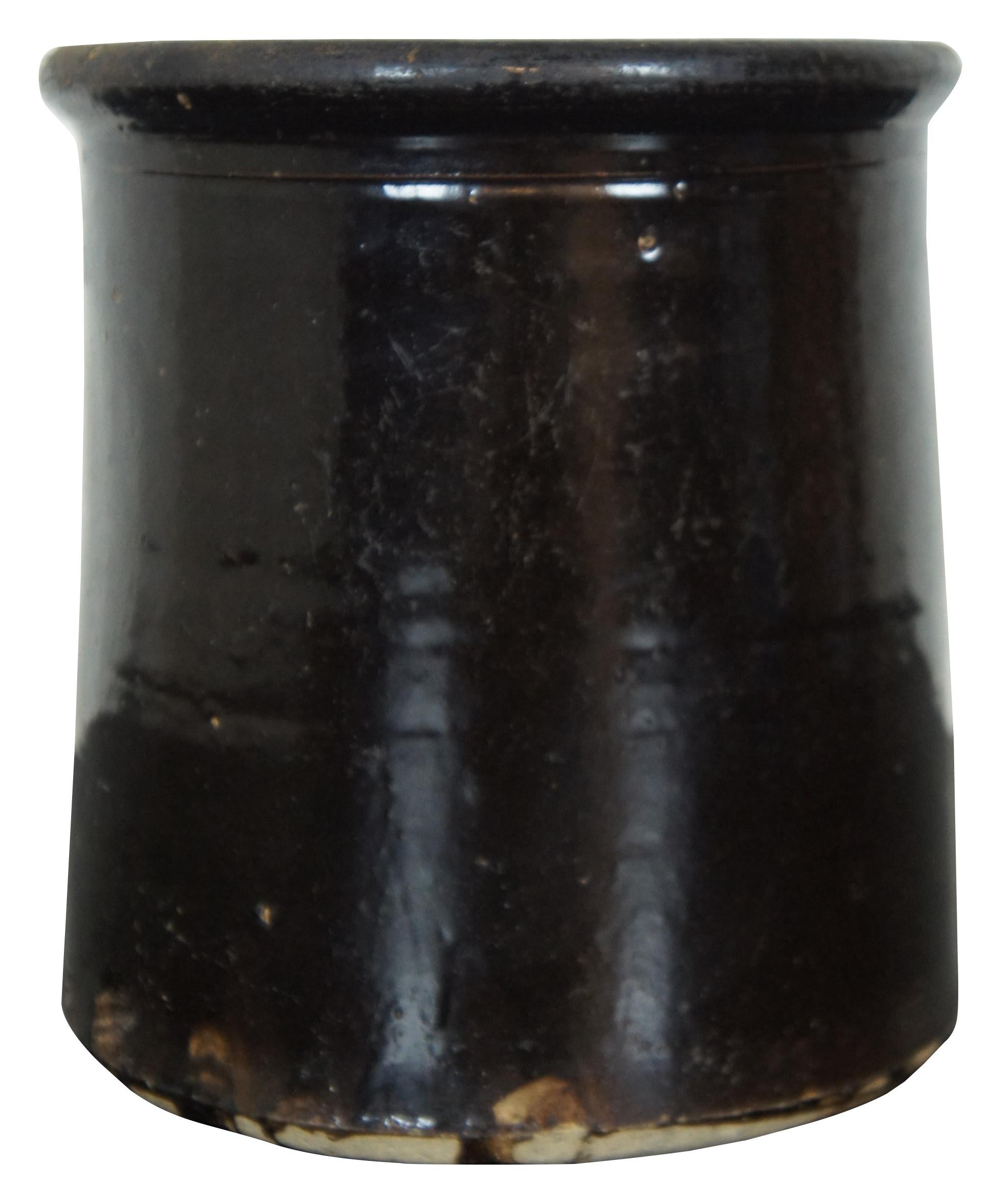 antique brown stoneware crock