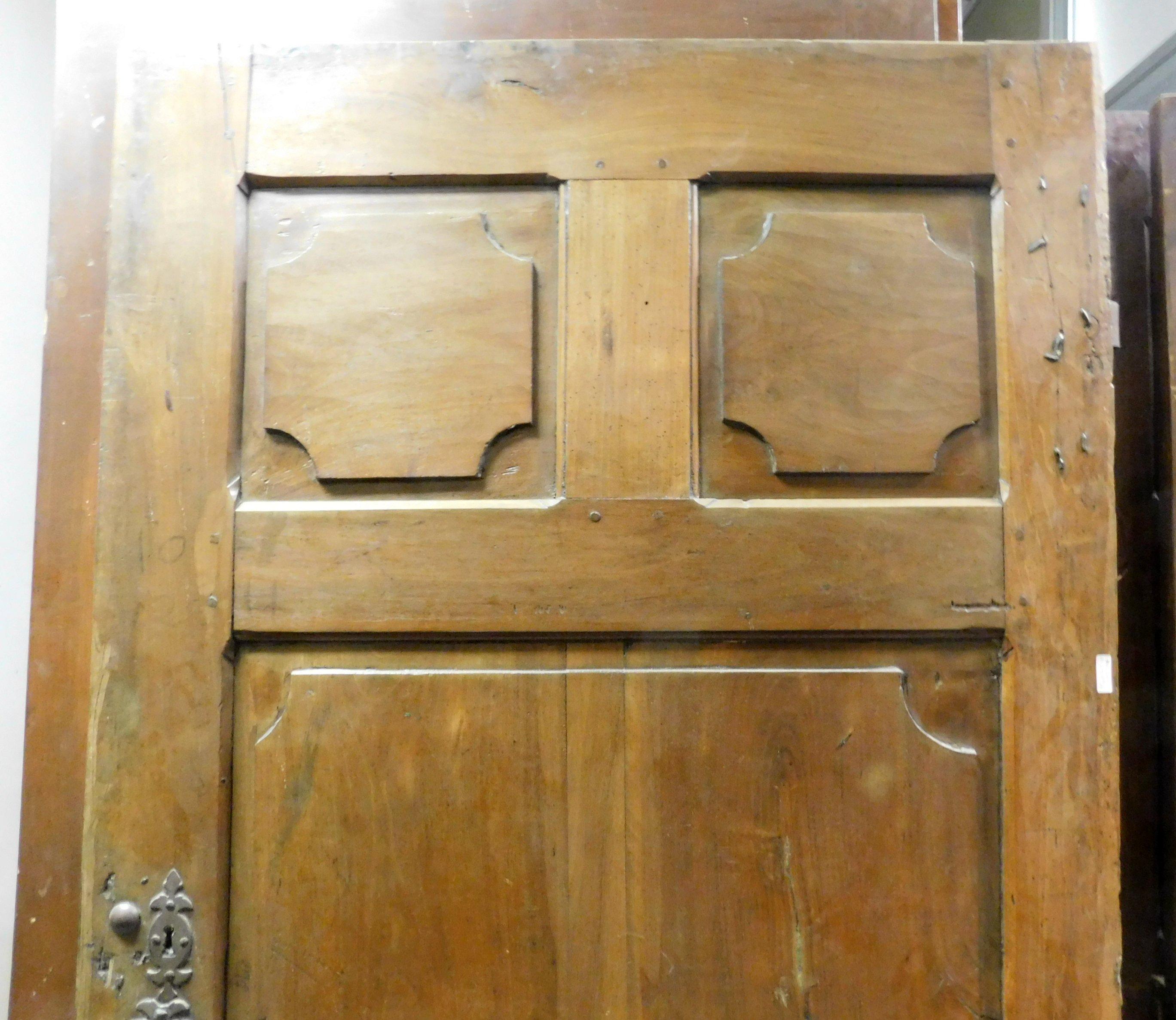 Antique Dark Brown Walnut Door, Hand Carved Panels, 18th Century, Italy For Sale 2