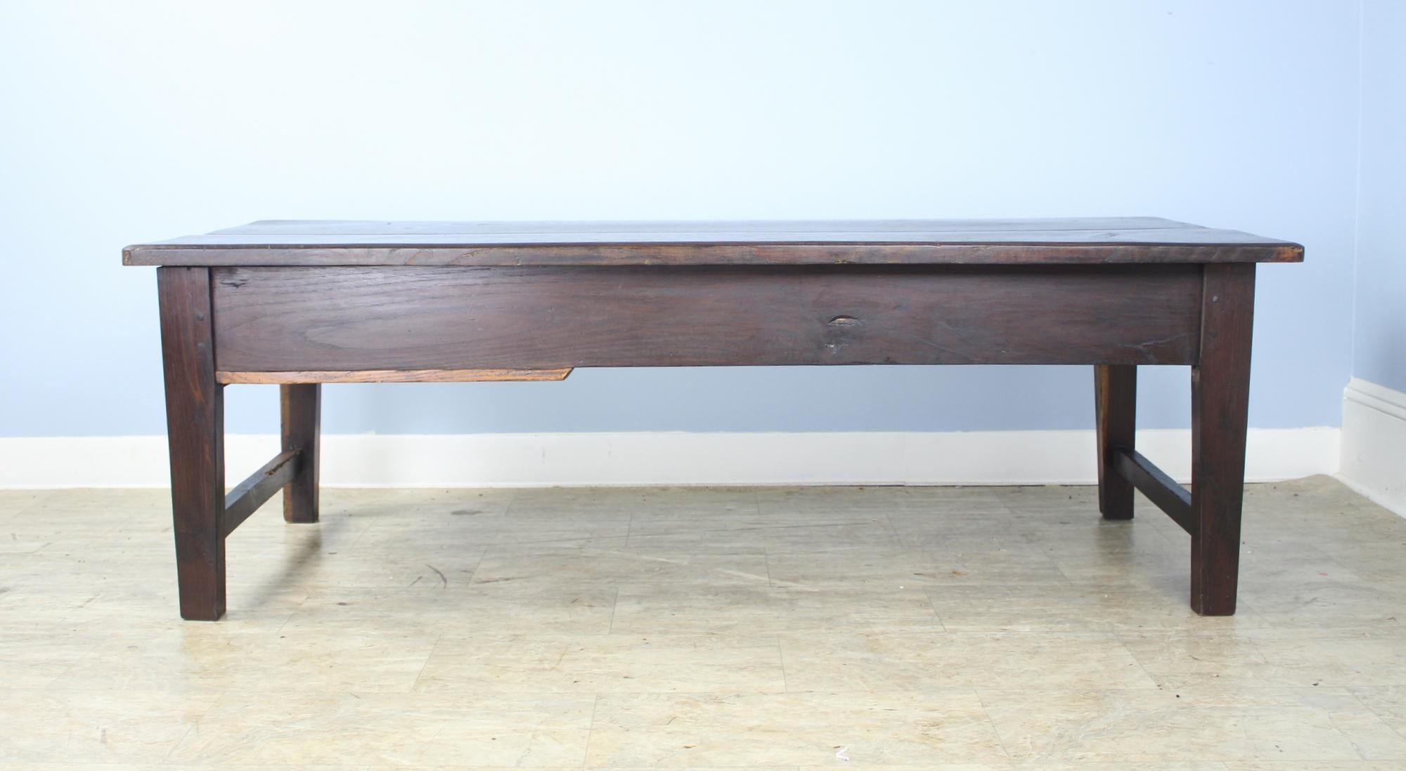 French Antique Dark Chestnut Coffee Table For Sale