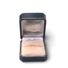 Antique dark green leather ring box with gilt decoration