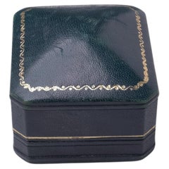 Antique dark green leather ring box with gilt decoration