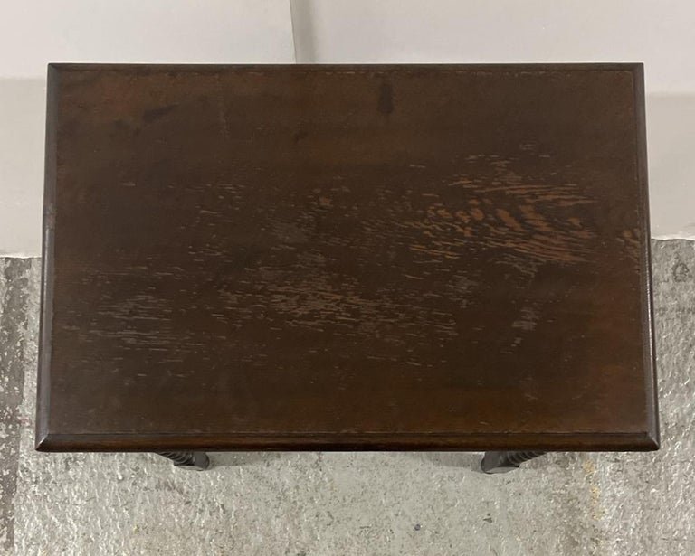 Antique Dark Oak 1920s Occasional Side End Table with Barley Twist Legs ...