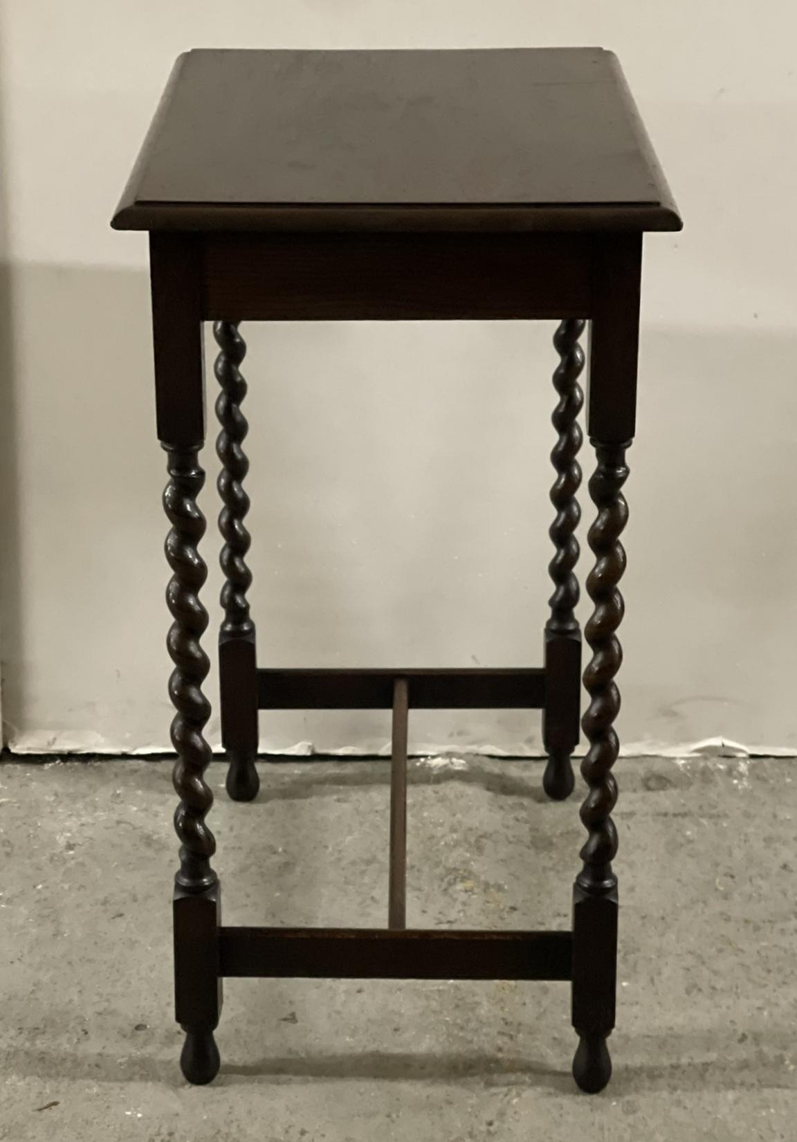 Antique Dark Oak 1920s Occasional Side End Table with Barley Twist Legs 9