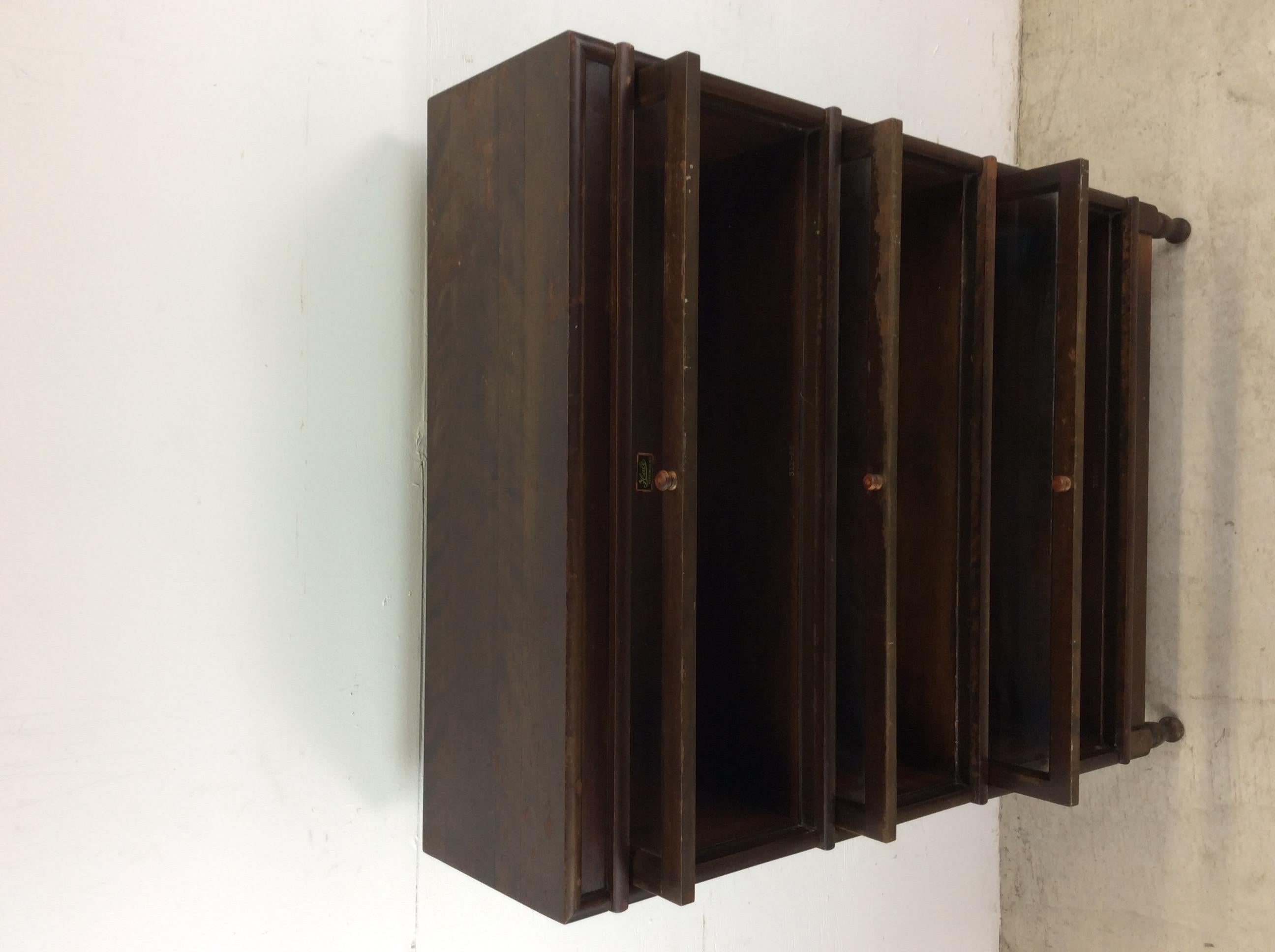 Libreria Barrister a 3 pile in Oak scuro antico con gambe affusolate in vendita 9