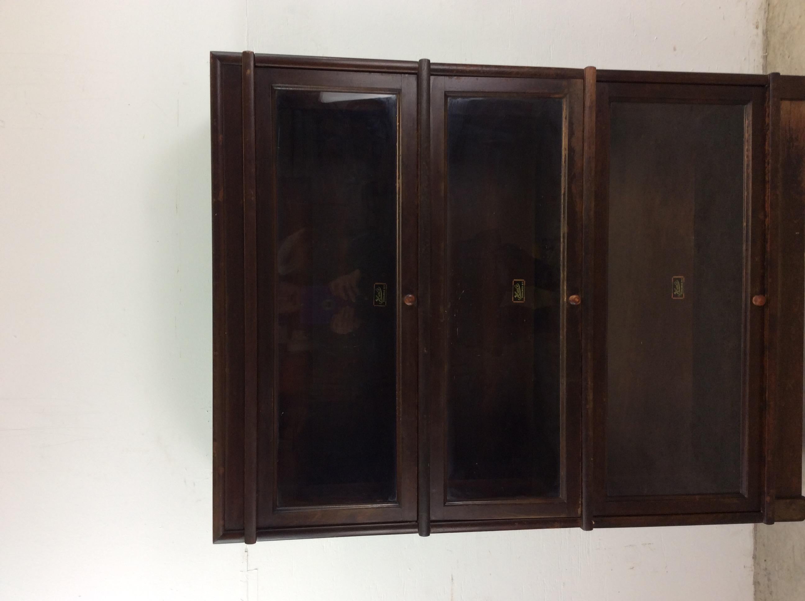Questa antica libreria barrister di Hale Furniture Company presenta una struttura in legno duro, una finitura originale in rovere scuro, un design a tre pile e gambe e base affusolate e scolpite.u2028

Dimensioni: 34,5 l 11,5 p 49,25 h

Note sulle