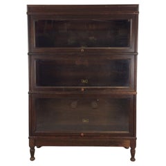 Antique Dark Oak 3 Stack Barrister Bookcase with Tapered Legs