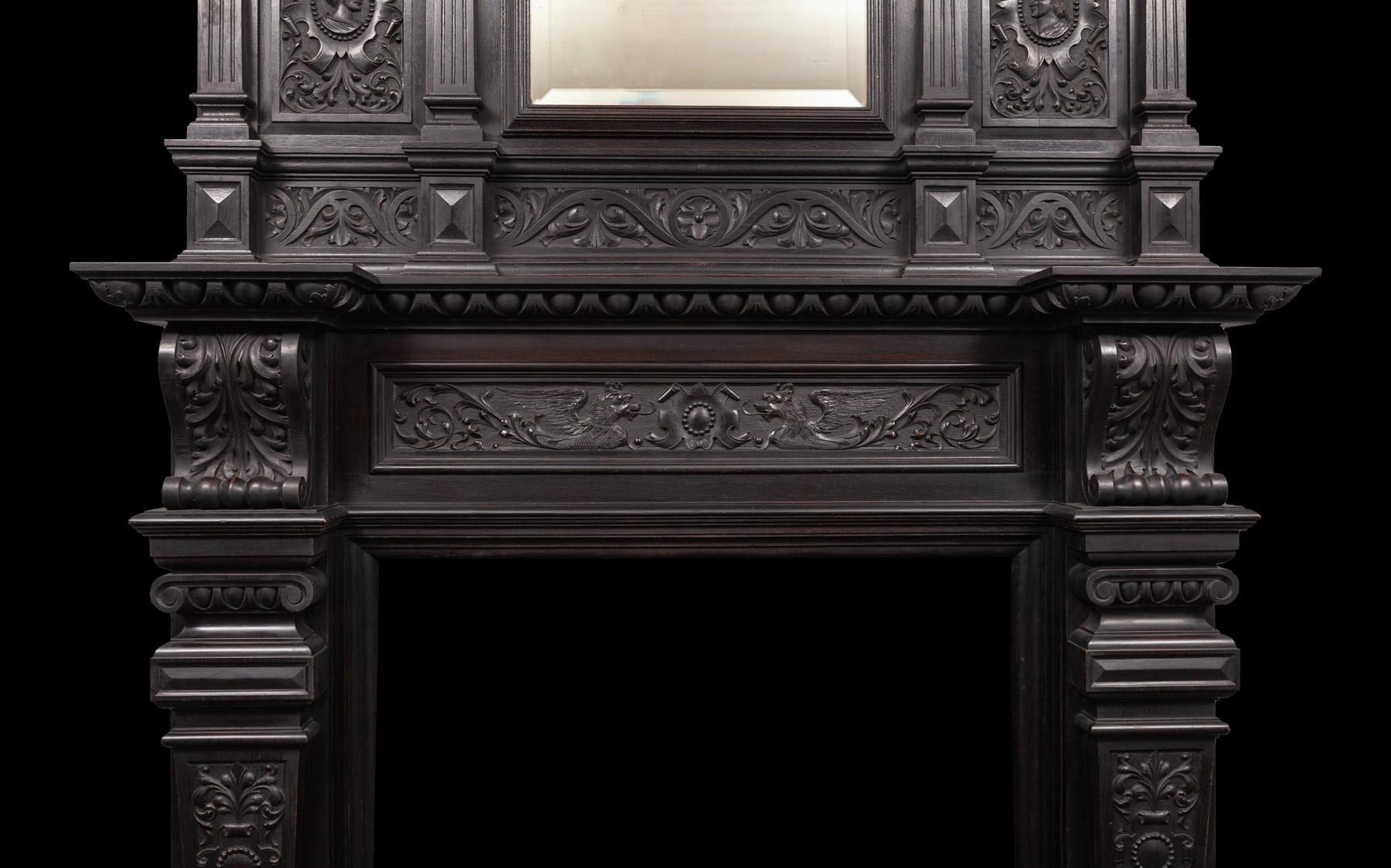 antique fireplace mantel with mirror