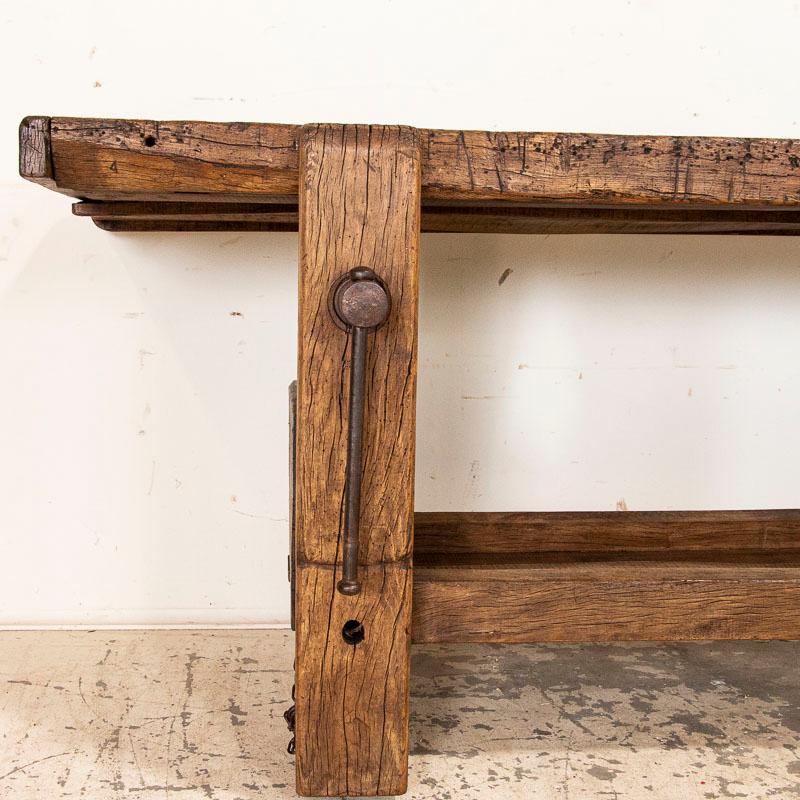 Wood Antique Dark Patina French Carpenter's Work Bench
