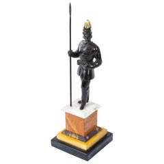 Antique Dark Patinated Bronze Figure of an Imperial Soldier, 19th Century