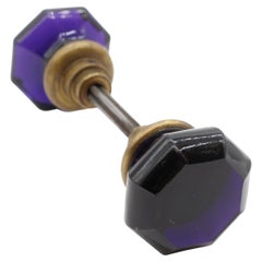 Antique Dark Purple Octagon Glass Doorknob Set w/ Brass Shank "Collectors"