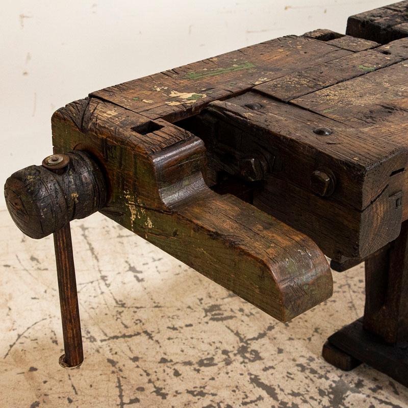 Danish Antique Dark Rustic Carpenter's Work Bench Work Table