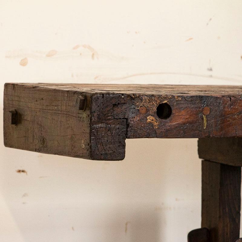 Antique Dark Rustic Carpenter's Work Bench Work Table 1