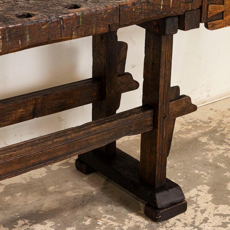 Antique Dark Rustic Carpenter's Work Bench Work Table 2