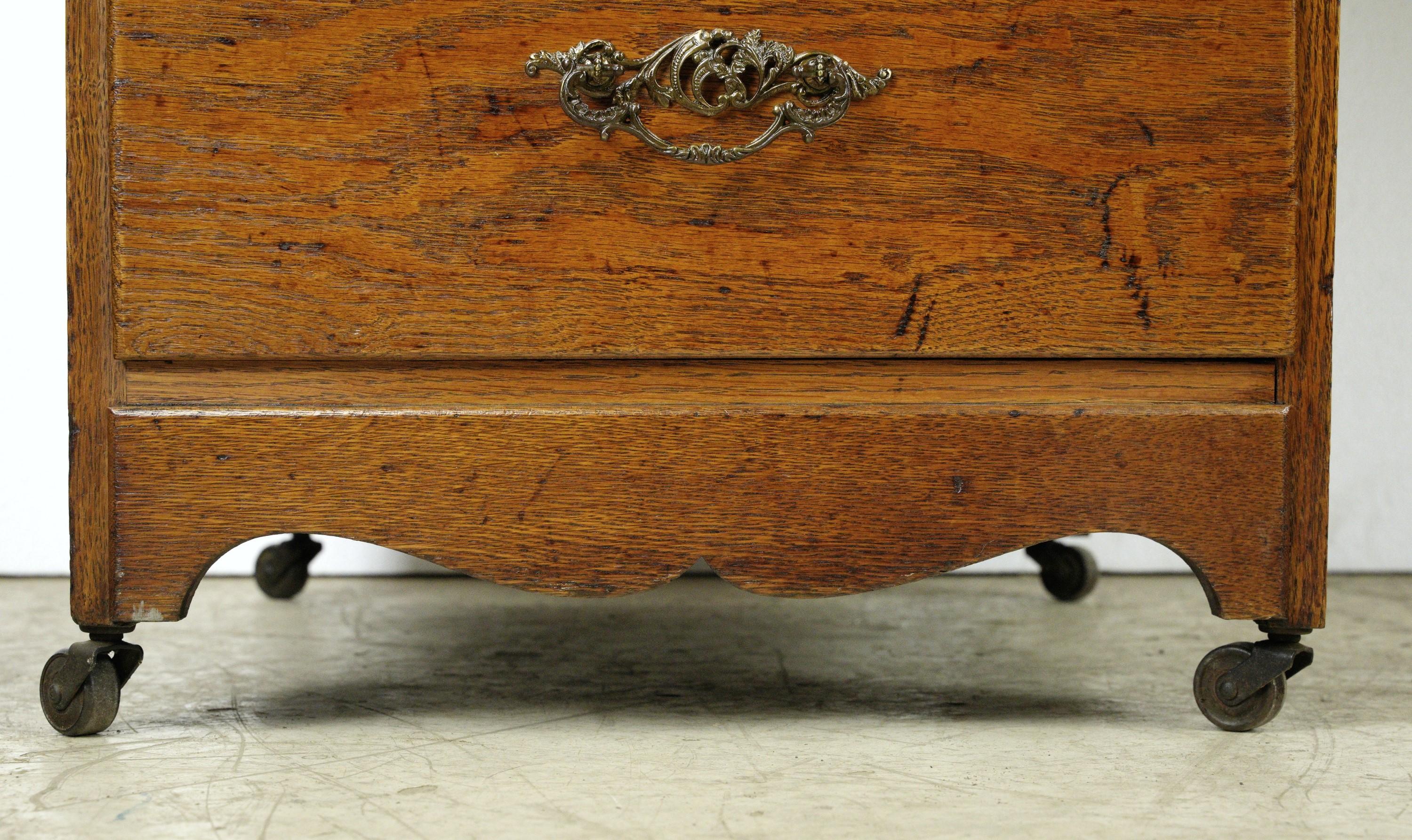 20th Century Antique Dark Tone Oak Folding Desk on Casters For Sale