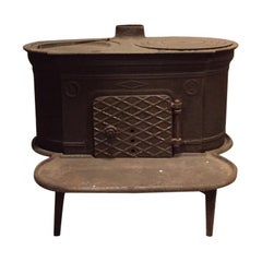 Antique Dark Wrought Iron Stove, Typically from the Italian Valleys, 1900