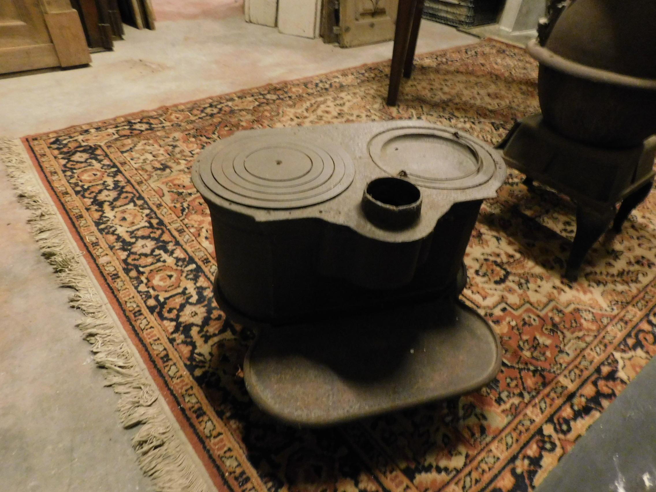 Antique Dark Wrought Iron Stove, Typically from the Italian Valleys, 1900 2