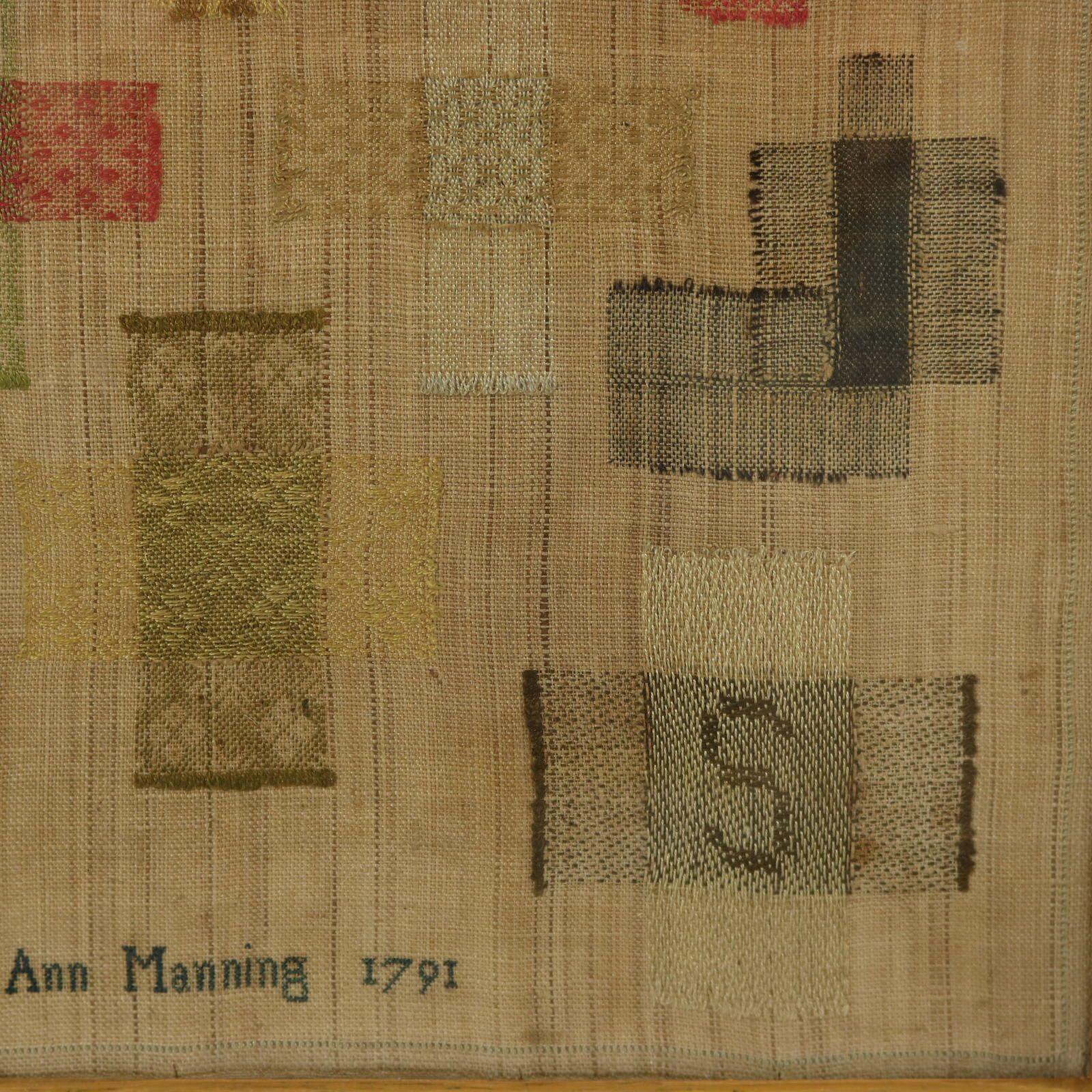 Late 18th Century Antique Darning Sampler, 1791, by Ann Manning For Sale