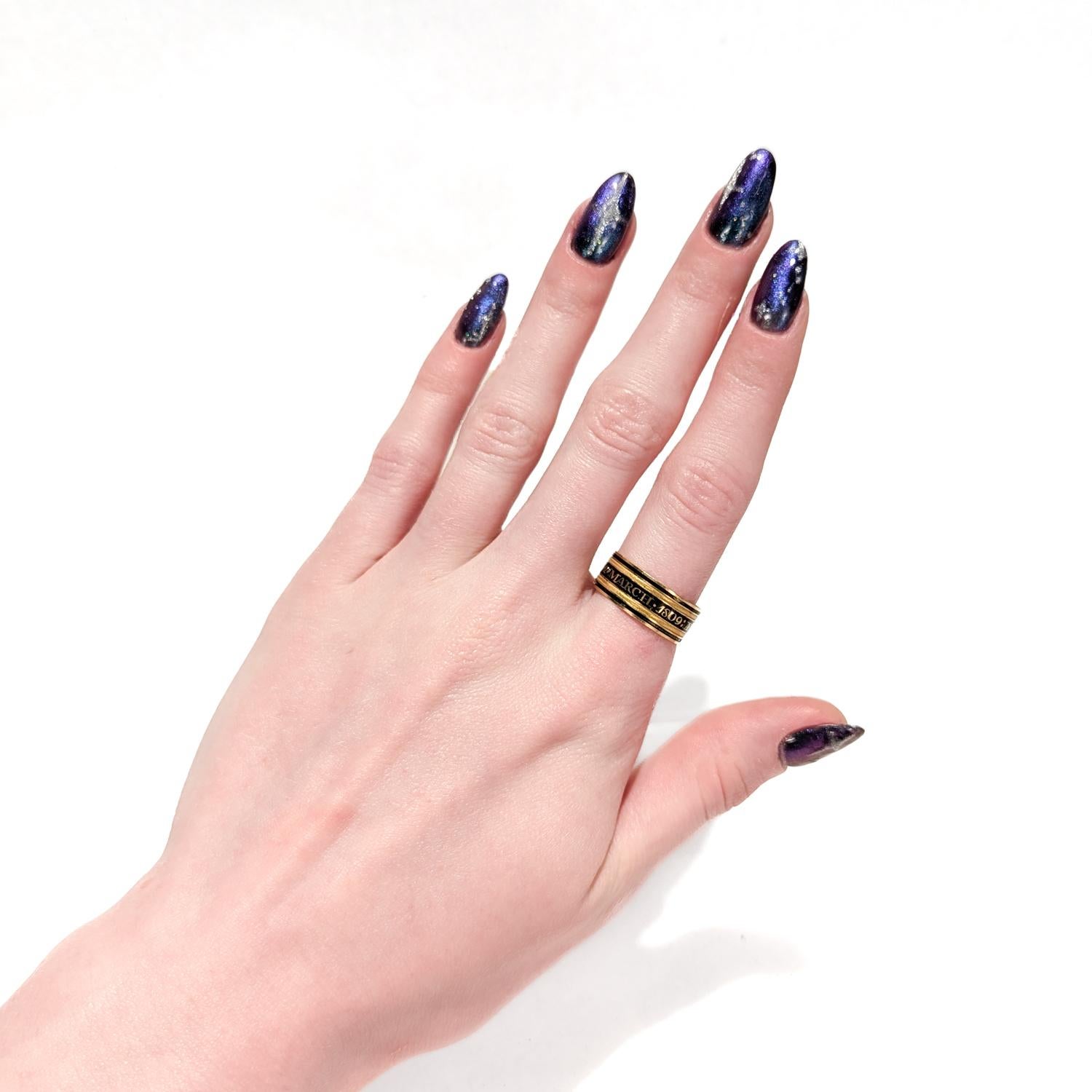 Georgian Antique Dated 1809 American or English 18K Gold & Black Enamel Mourning Ring