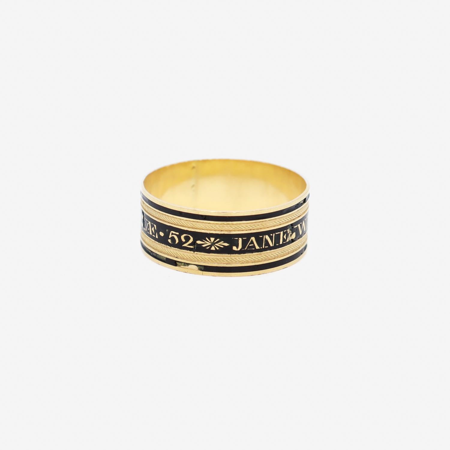 Antique Dated 1809 American or English 18K Gold & Black Enamel Mourning Ring 4