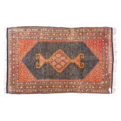 Antique Hand-Knotted Gendjeh Caucasian Carpet, Wool, Blue & Pink, 1912