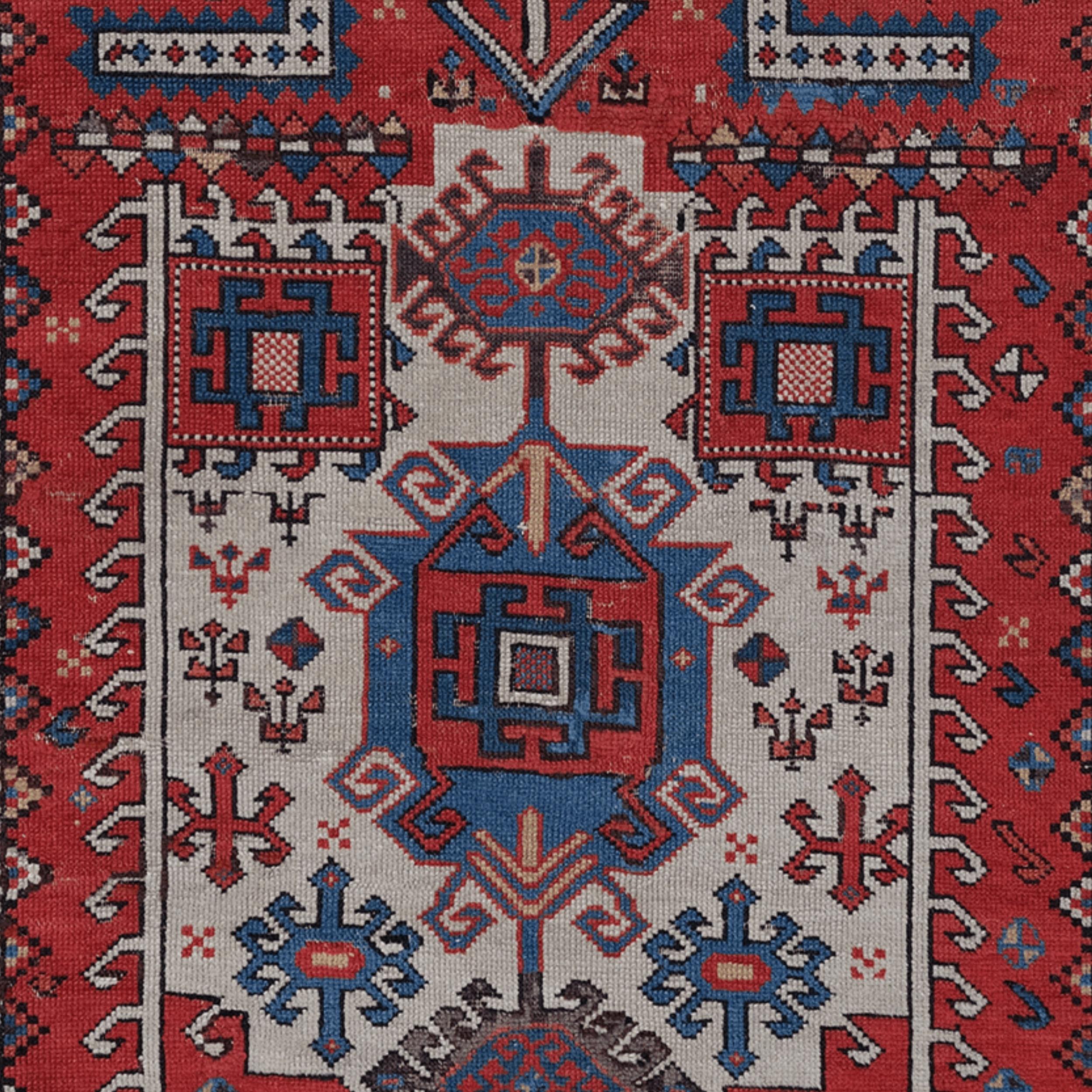 Antiker datierter kasachischer Gebetsteppich / Datiert AH 1277 = AD 1860 (Kaukasisch) im Angebot