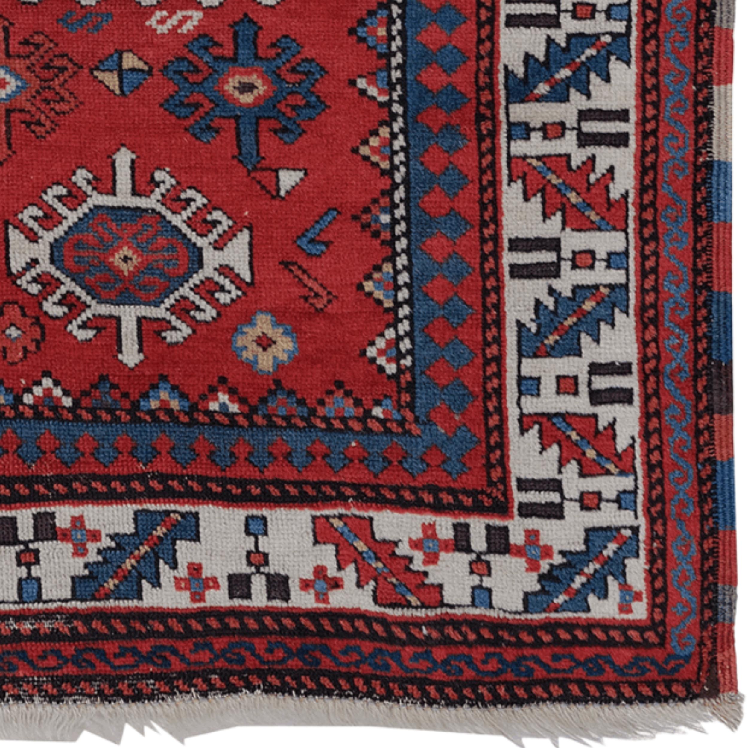 Antiker datierter kasachischer Gebetsteppich / Datiert AH 1277 = AD 1860 im Zustand „Gut“ im Angebot in Sultanahmet, 34