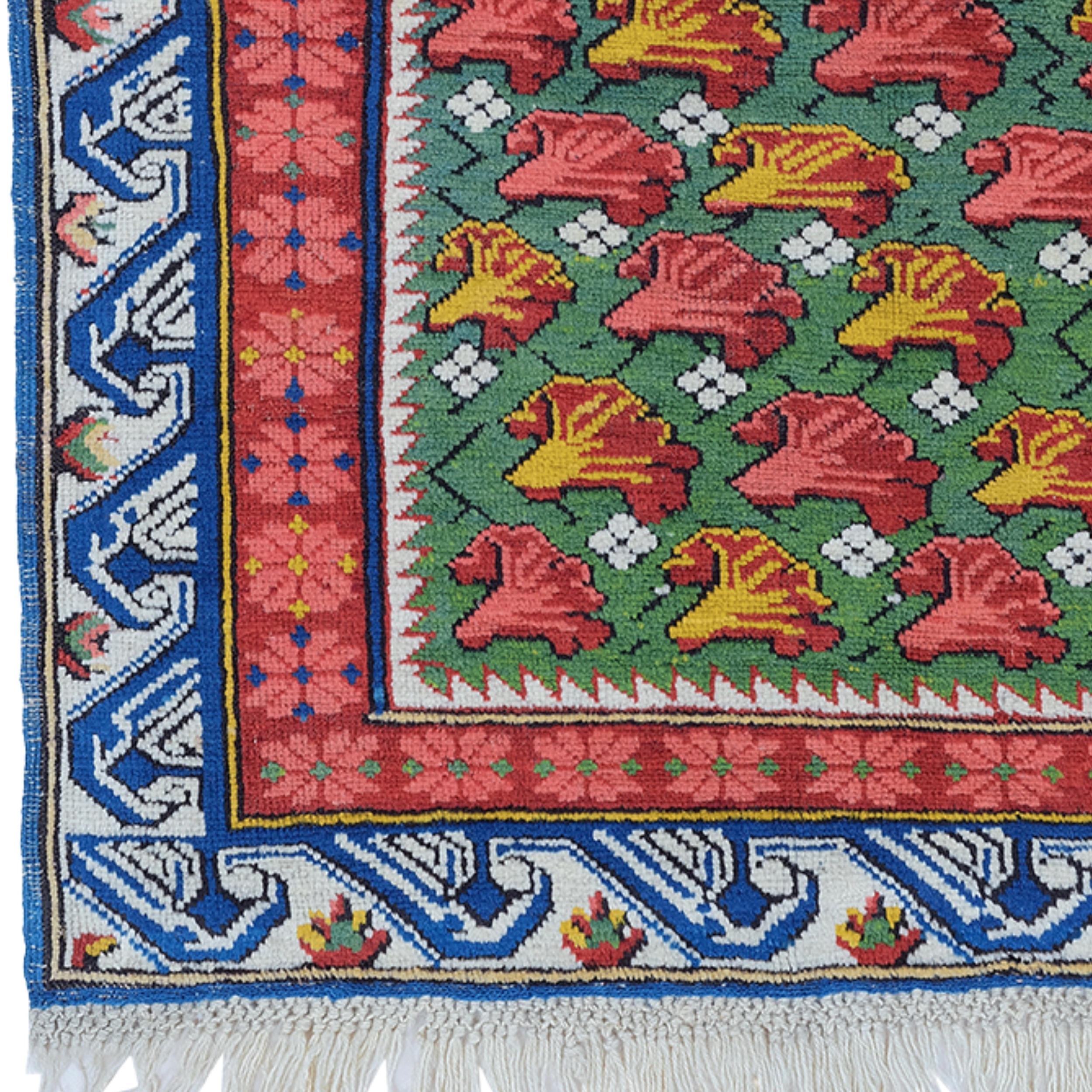 This antique Seichour carpet is a part of the rich cultural heritage of Central Asia. With its unique patterns, vibrant colors, and impeccable craftsmanship, this carpet holds great value for collectors and decor enthusiasts.

Given its historical