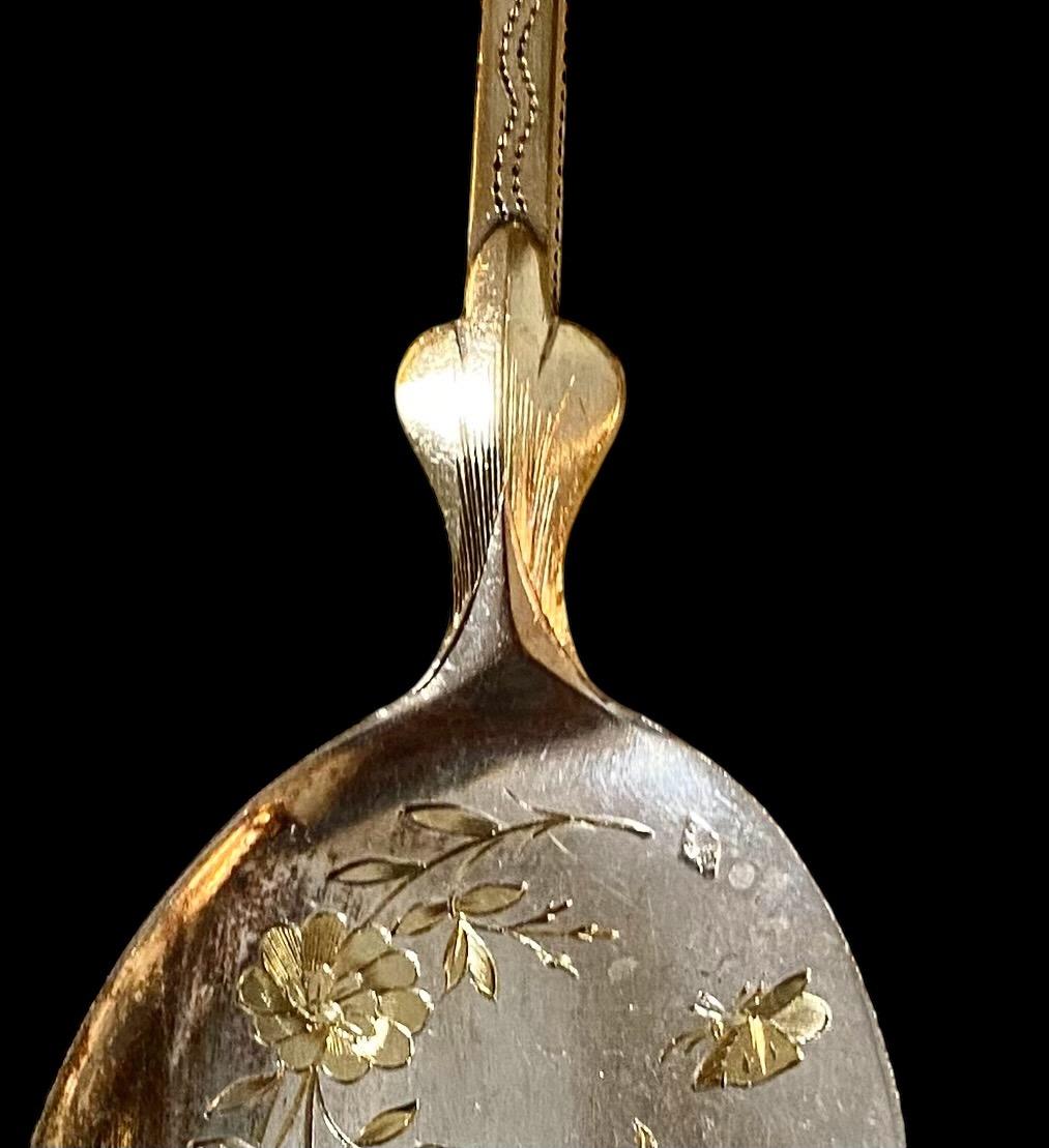 Antiguas palas/cucharas para helado Daubree de plata vermeil en estuche de presentación Francés en venta