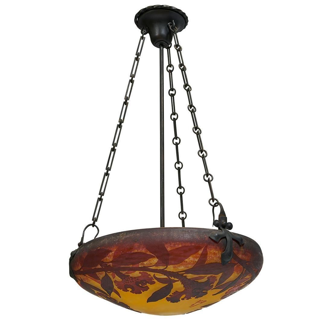 Art nouveau Plafonnière ancienne Daum Nancy début 20ème siècle Art Nouveau en vente