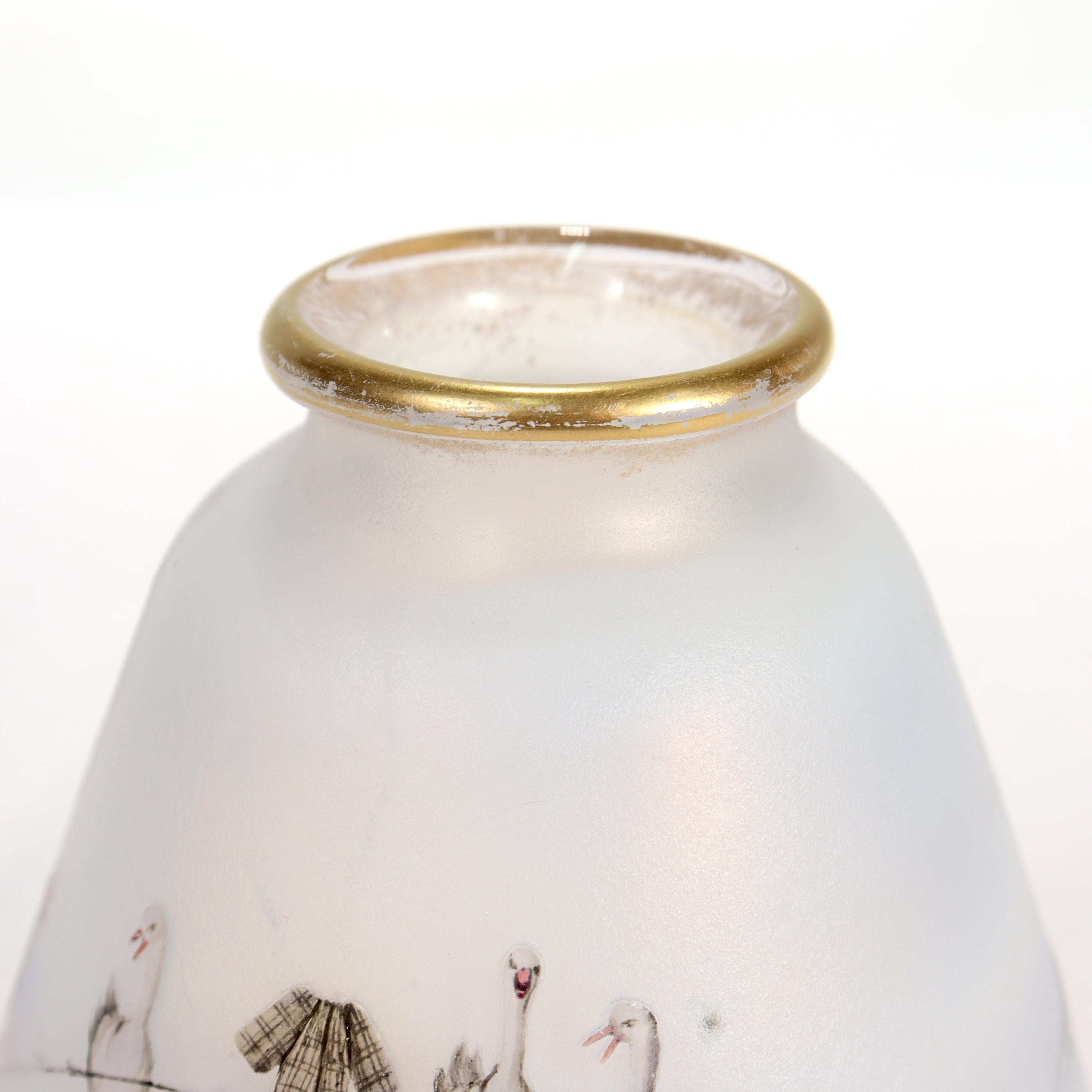 Antique Daum Nancy French Art Glass Vase of the Goose Girl, circa 1900 5