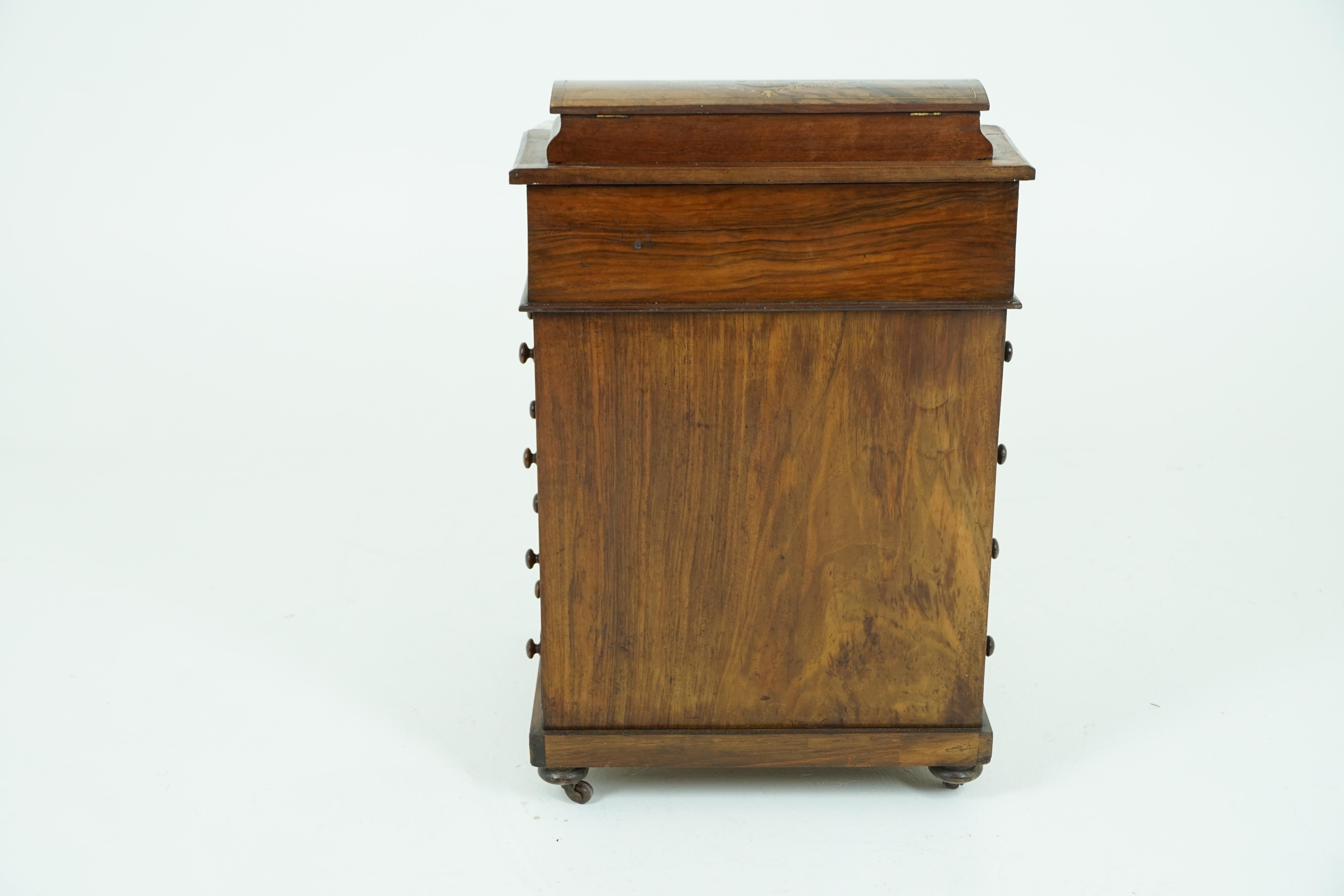 Antique Davenport Desk, Inlaid Burr Walnut Desk, Victorian, Scotland 1870, B1677 1