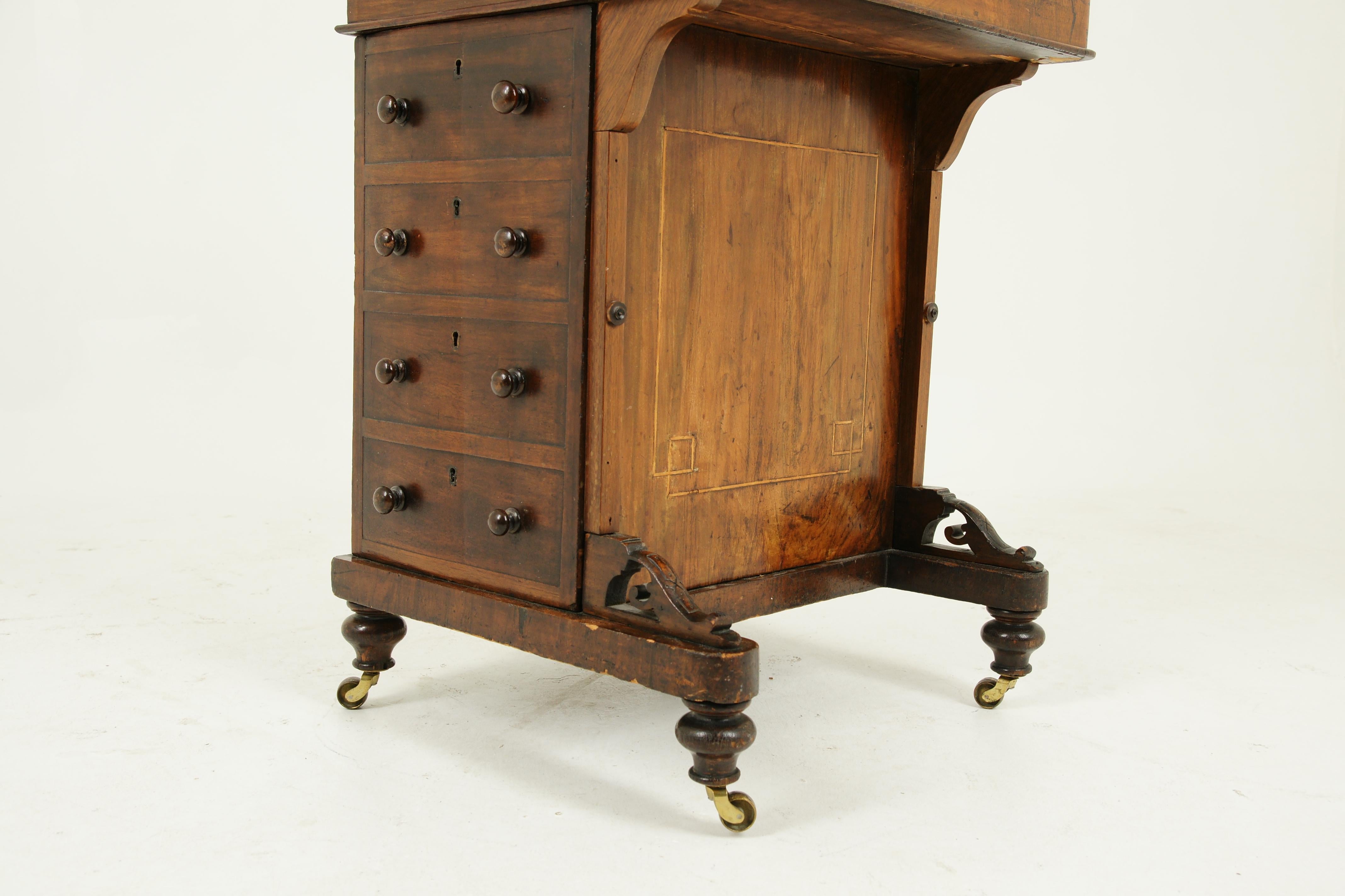 Antique Davenport Desk, Inlaid Burr Walnut Desk, Writing Desk, Victorian, B1557 3