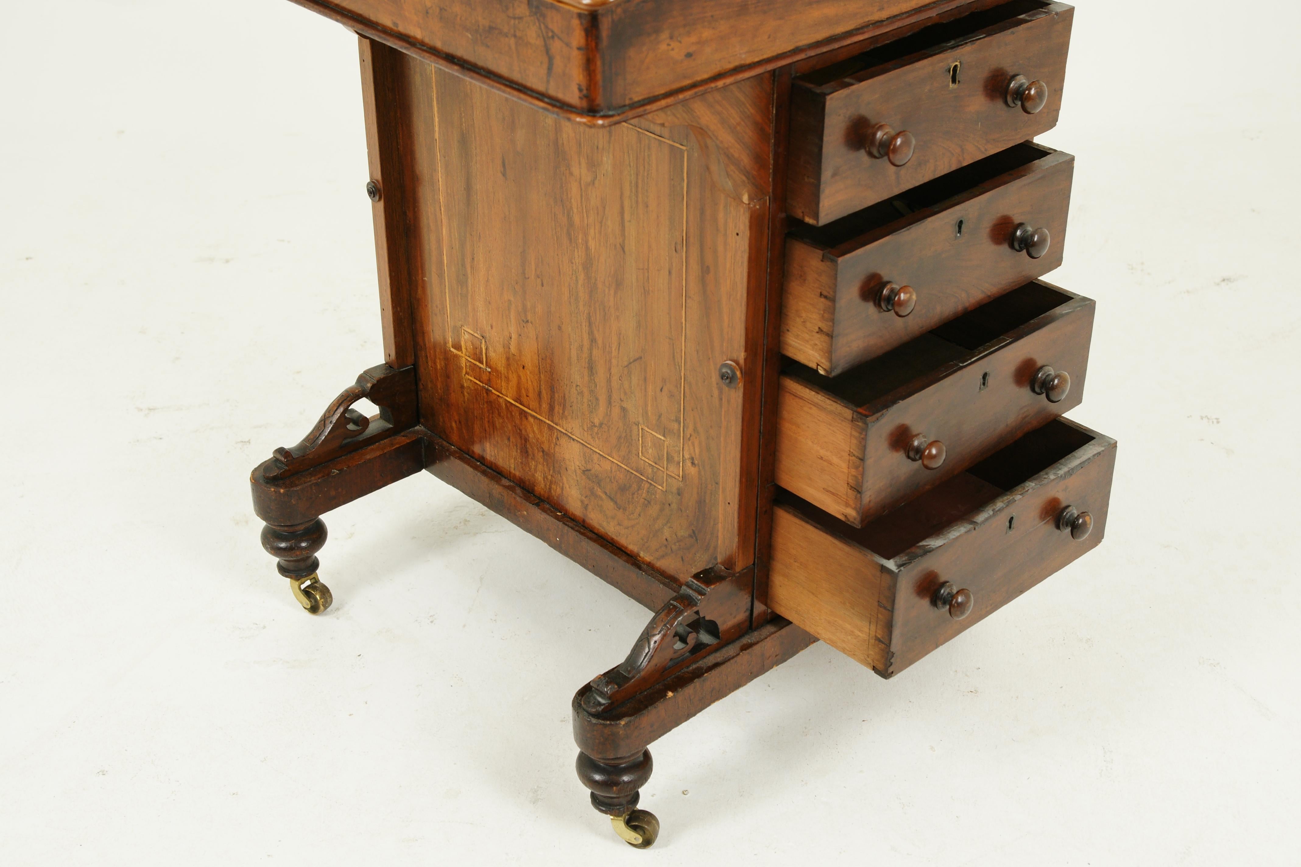Scottish Antique Davenport Desk, Inlaid Burr Walnut Desk, Writing Desk, Victorian, B1557