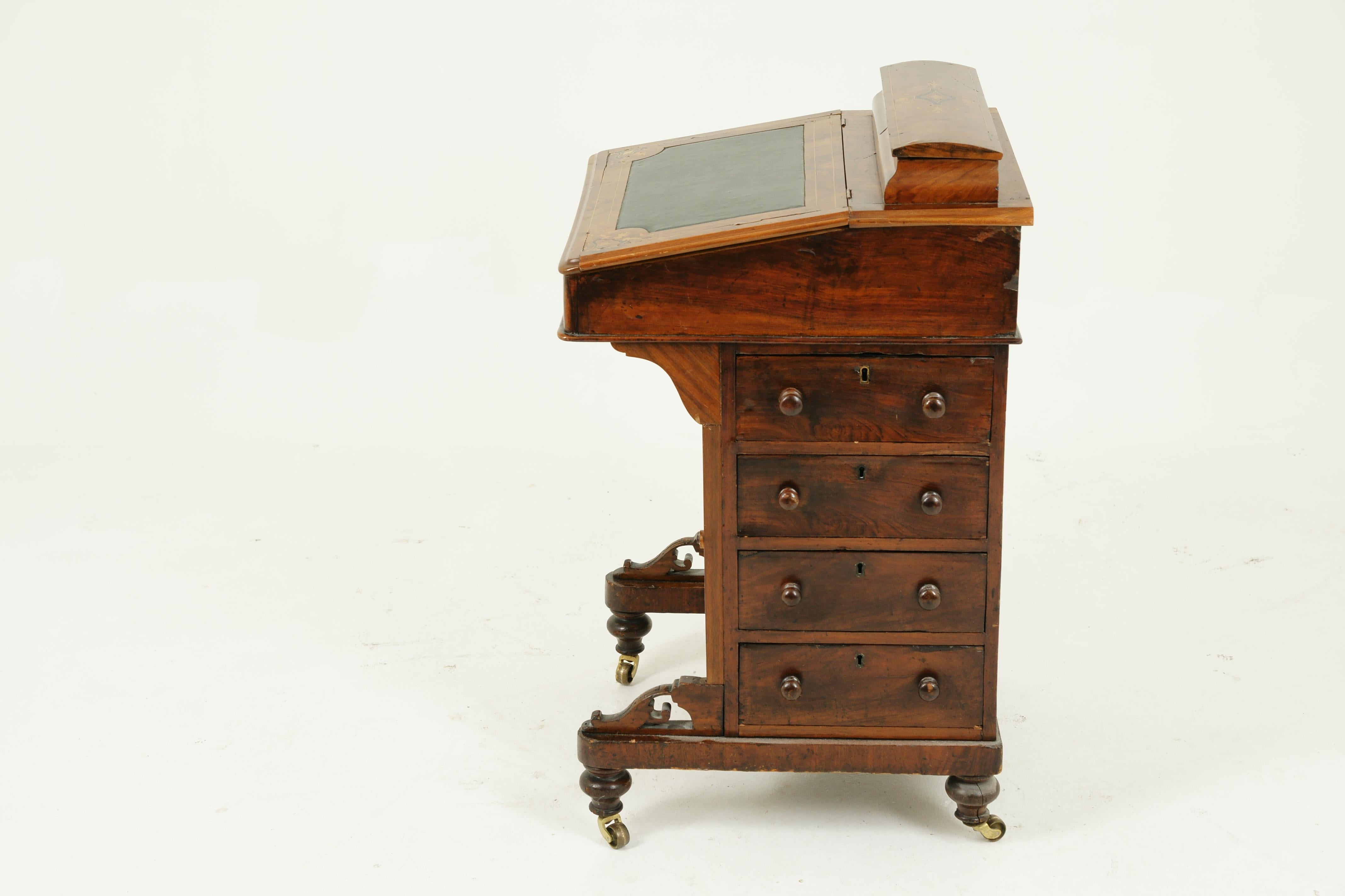 Hand-Crafted Antique Davenport Desk, Inlaid Burr Walnut Desk, Writing Desk, Victorian, B1557