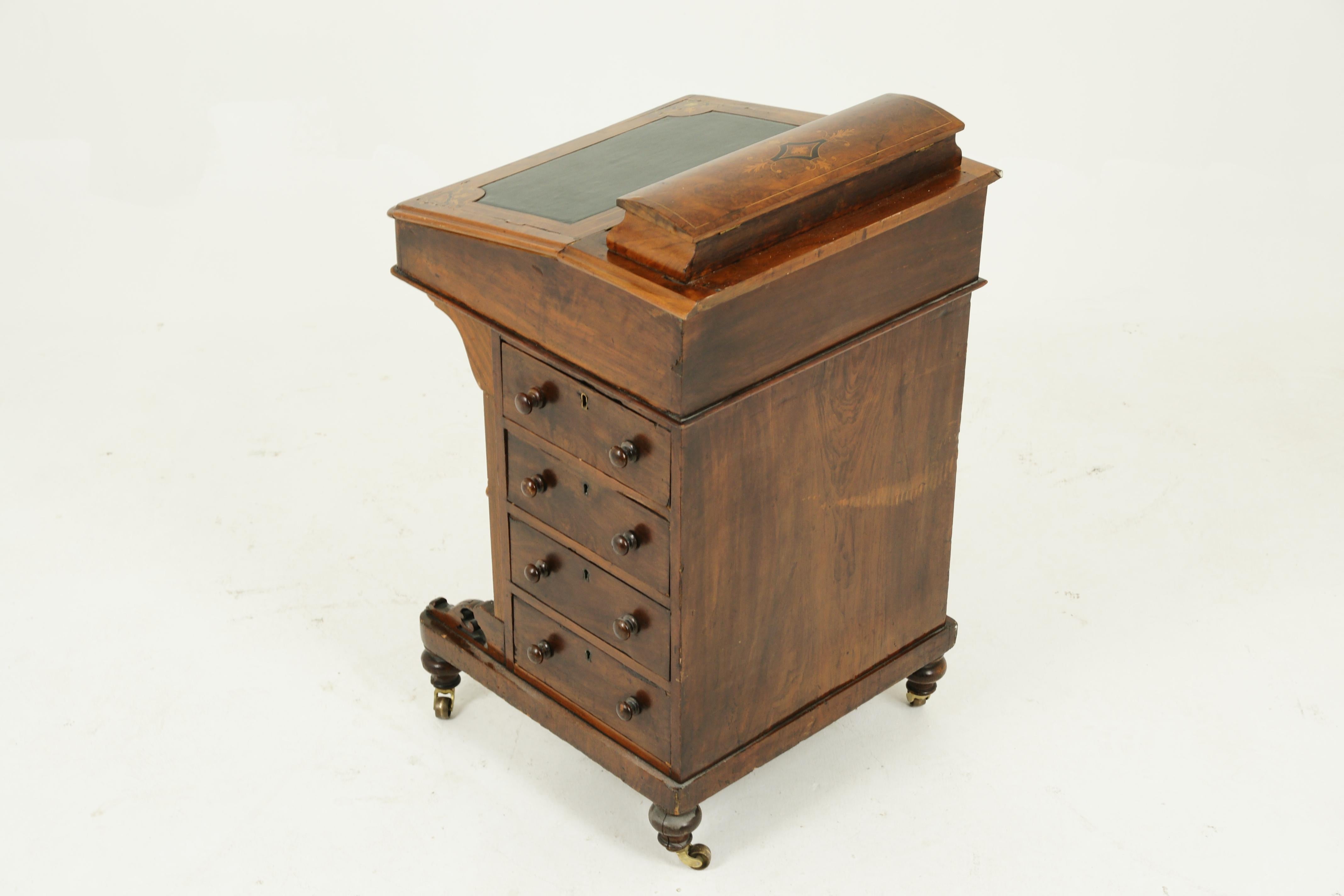Antique Davenport Desk, Inlaid Burr Walnut Desk, Writing Desk, Victorian, B1557 In Good Condition In Vancouver, BC