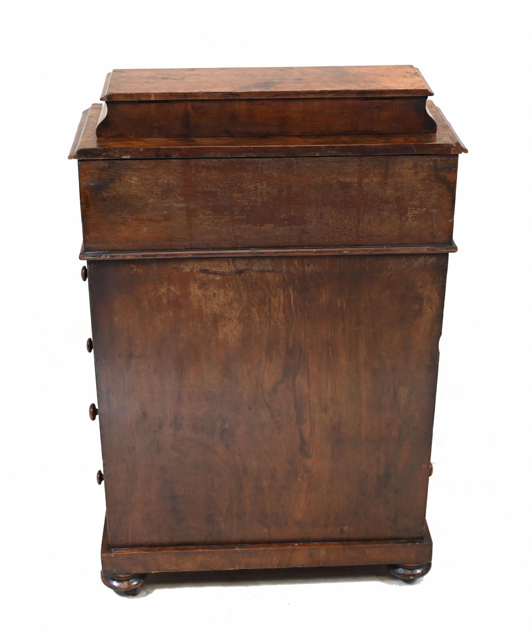 Antico scrittoio Davenport in noce vittoriano Secretaire 1880 In condizioni buone in vendita a Potters Bar, GB
