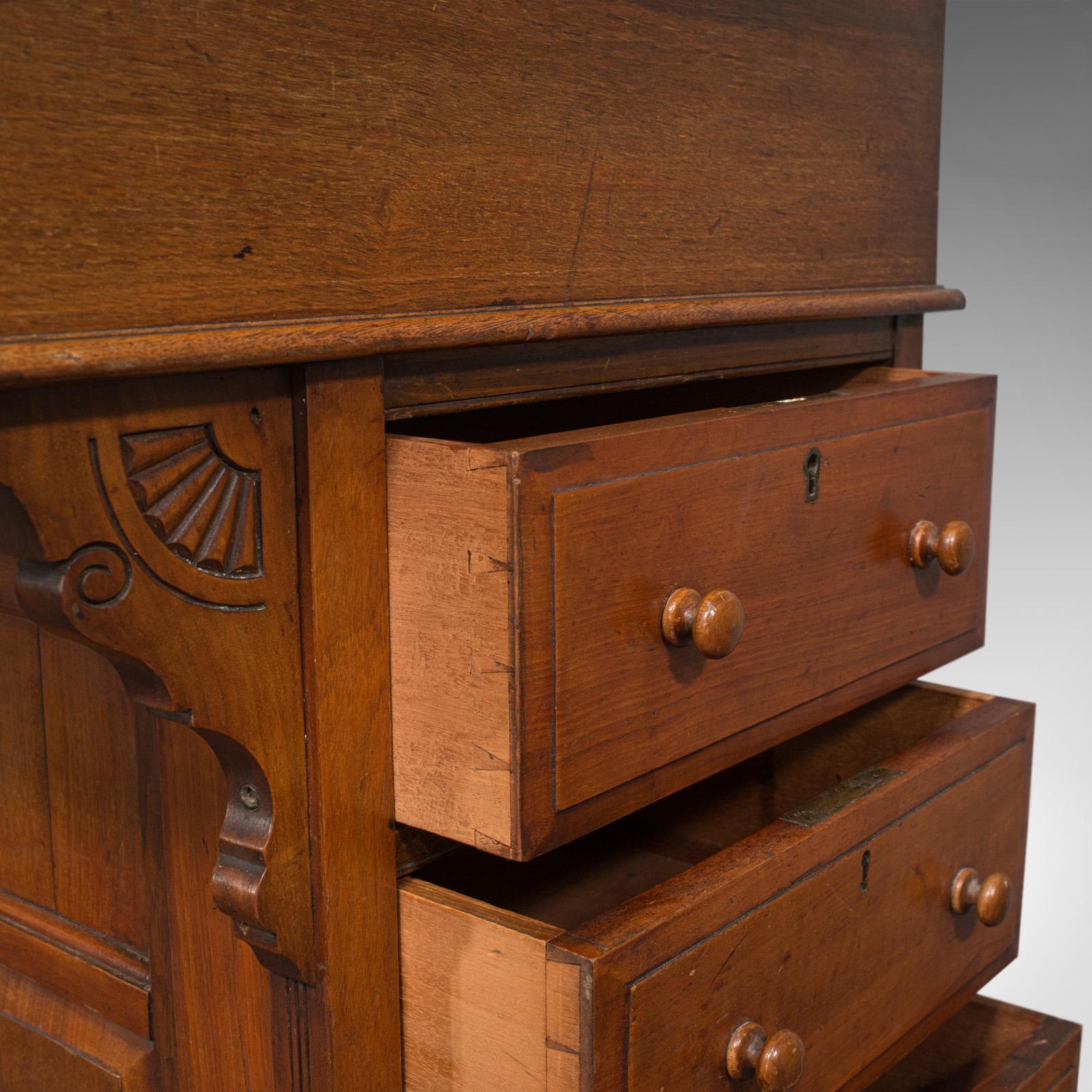 Antique Davenport, English Walnut, Bird's-Eye Maple Writing Desk, Victorian 5