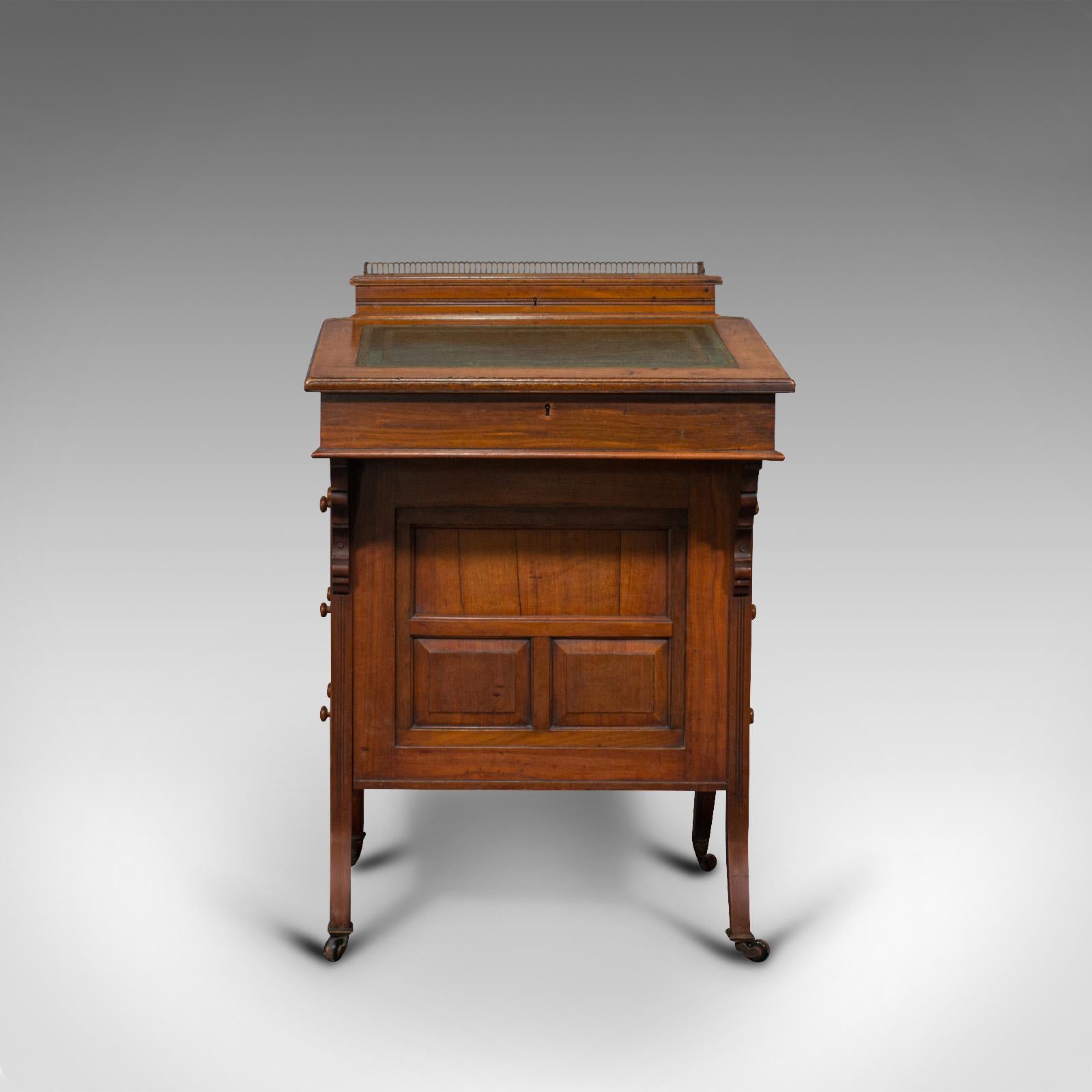 This is an antique Davenport. An English, walnut and bird's-eye maple writing desk, dating to the Victorian period, circa 1880.

Dashing Victorian Davenport with quality figuring
Displays a desirable aged patina - very good order
