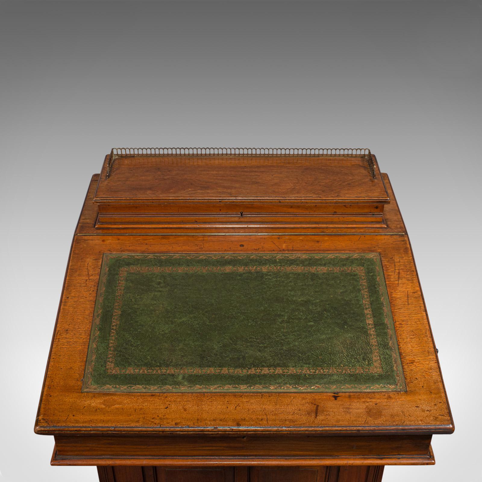 Antique Davenport, English Walnut, Bird's-Eye Maple Writing Desk, Victorian 3
