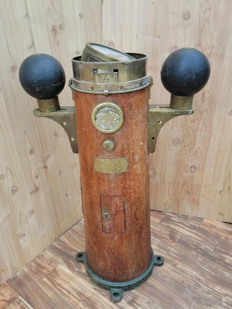 Antike Davies & Co Shopfitters Patt. 196 Yacht Binnacle und Kompass, Vintage im Angebot 3