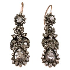 Antique Day and Night Old Mine Cut Diamond Earrings