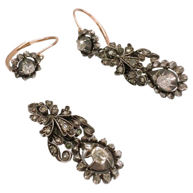 Vintage antique late Victorian earrings with rose cut diamonds and pearls  Description by Adin Antique Jewelry