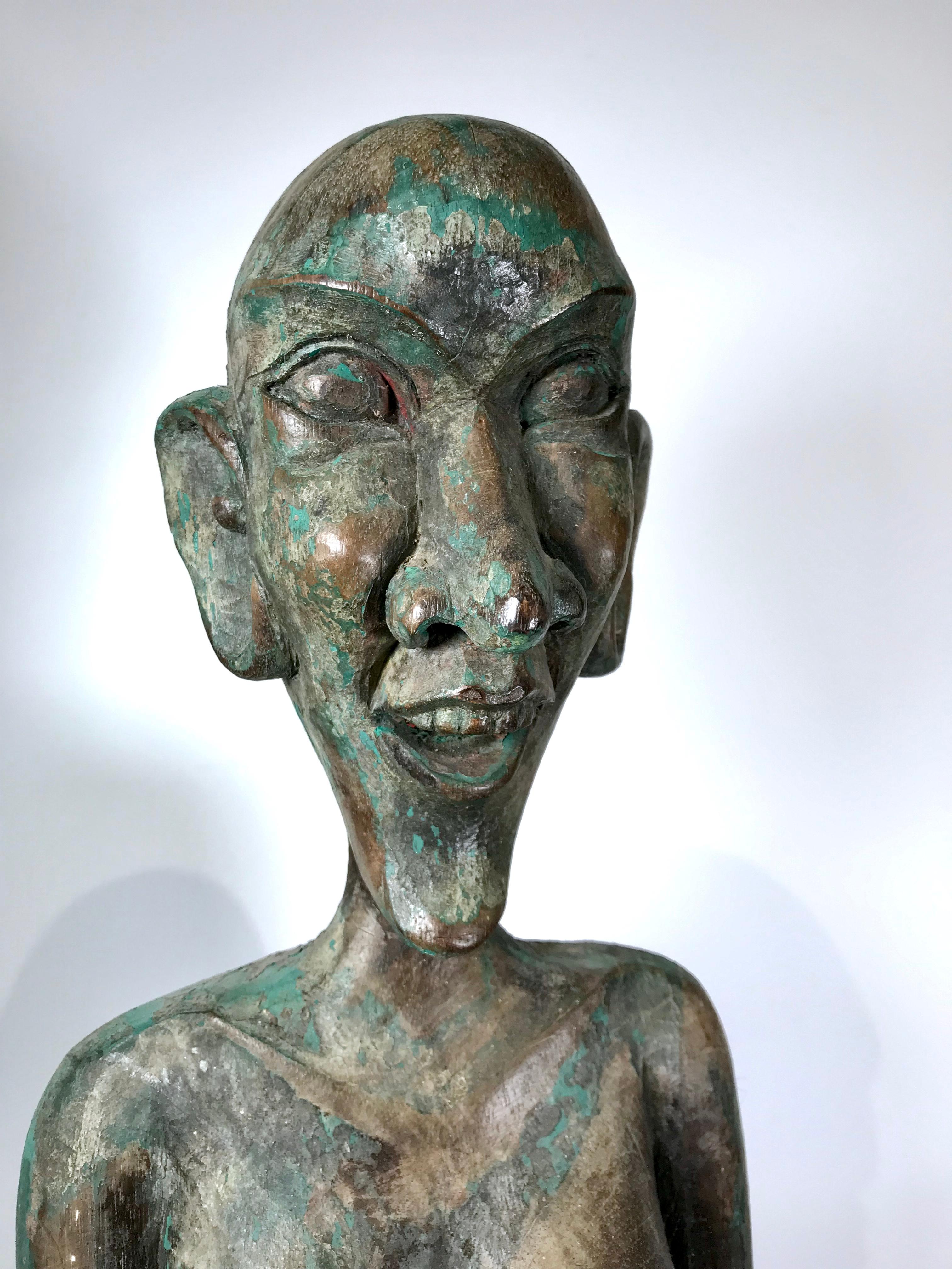 ANTIQUE SCULPTURE DE FERTILITE DAYAK SHAMAN STATUE EN BOIS DE FER KALIMANTAN BORNEO 94cm en vente 5