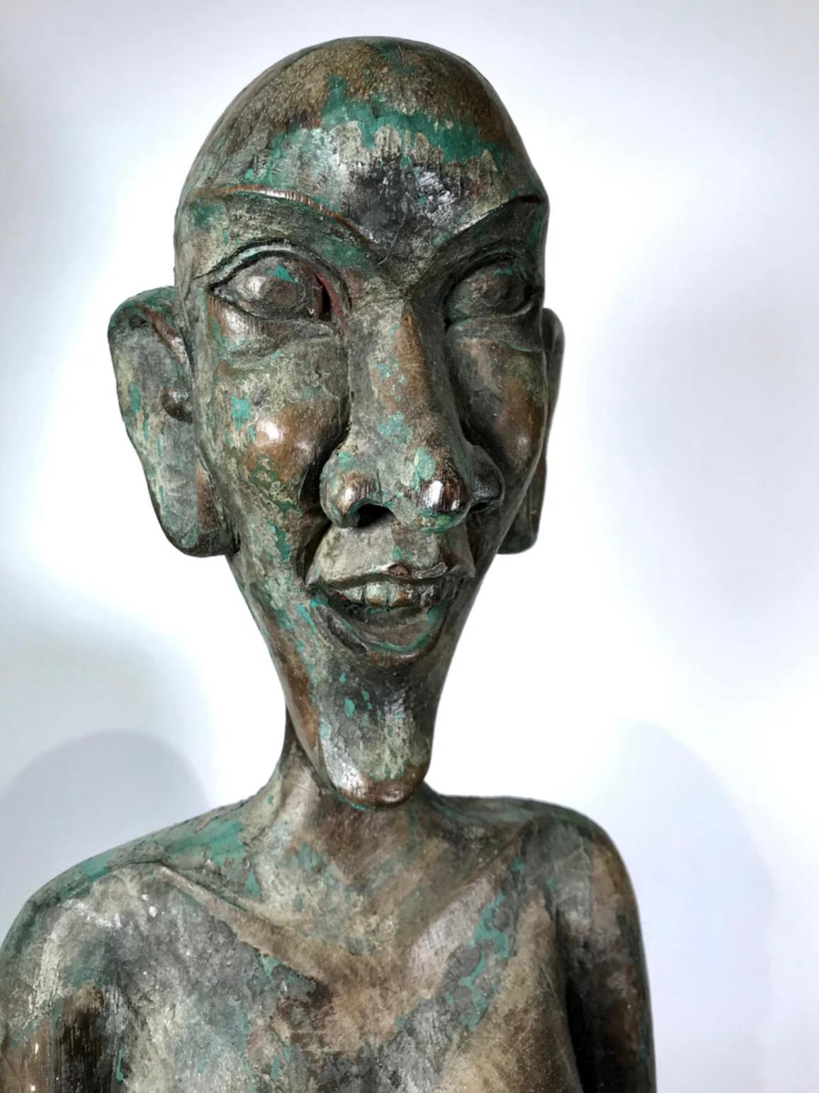 Bois de feuillus ANTIQUE SCULPTURE DE FERTILITE DAYAK SHAMAN STATUE EN BOIS DE FER KALIMANTAN BORNEO 94cm en vente