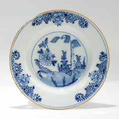 Antique De Porceleyne Bijl Chinese Garden Chinoiserie Dutch Delft Pottery Plate