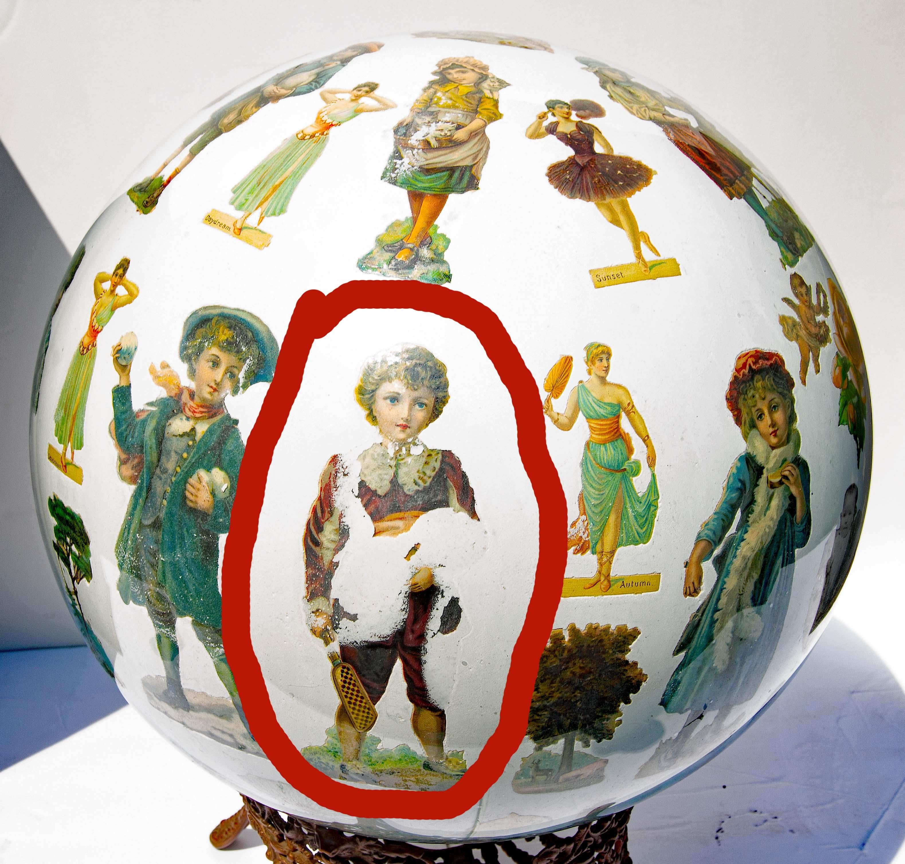 Antique Decalcomania or Potichomania Blown Glass Globe Early Photograph For Sale 6