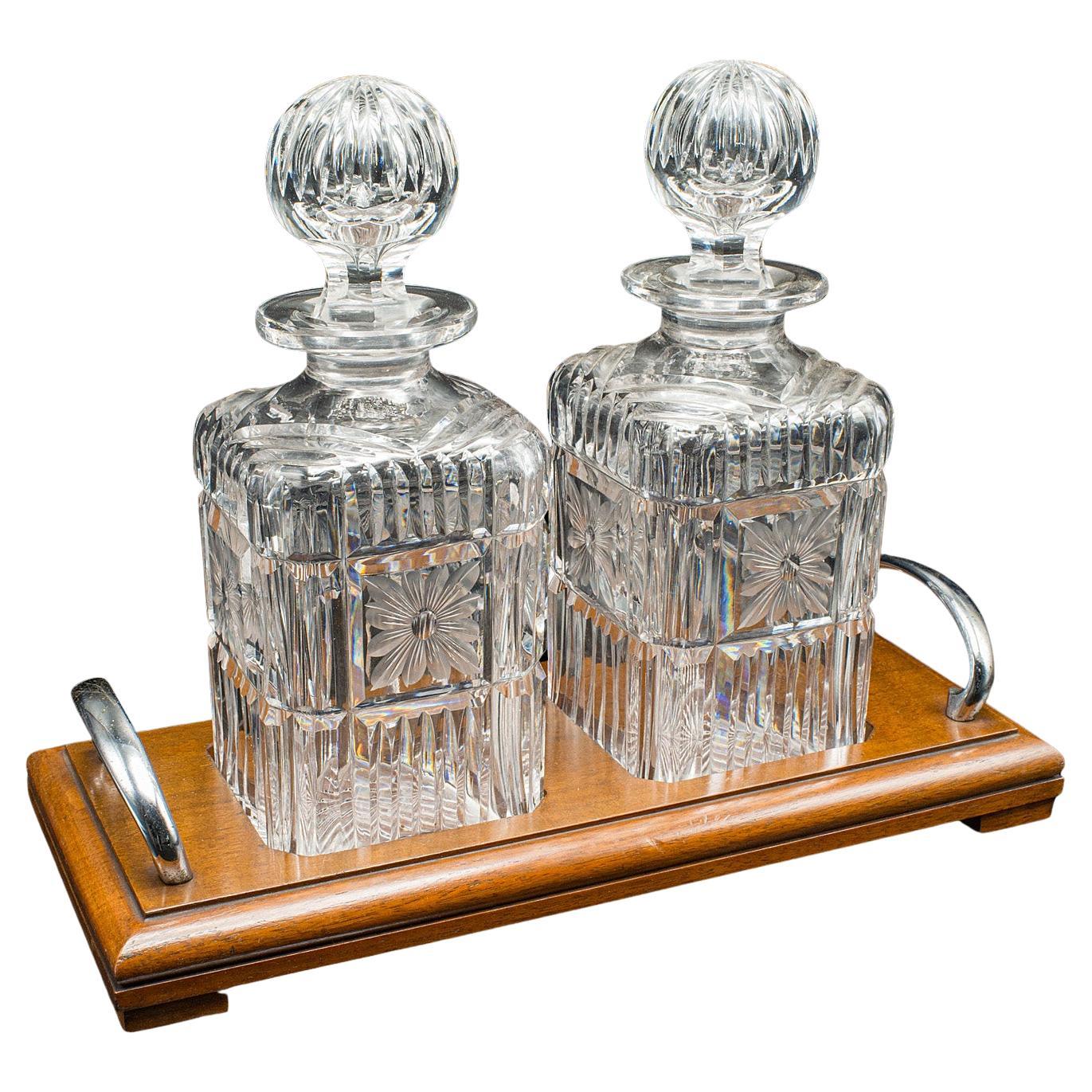 Servicio de Decantador Antiguo, Inglés, Cristal, Pareja, Mappin & Webb, Eduardiano